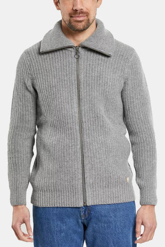 Armor Lux 2x2 Ribbed Zipped Knit (Slate Grey) | Knitwear