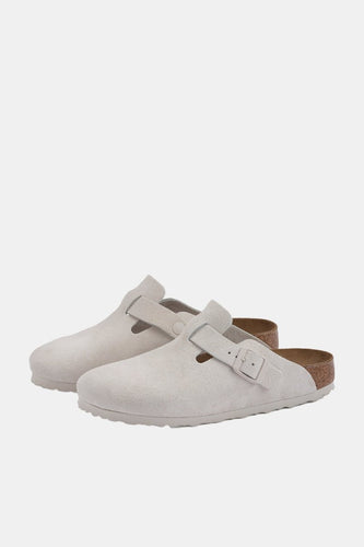 Birkenstock Boston Suede Leather (Antique White) | Sandals