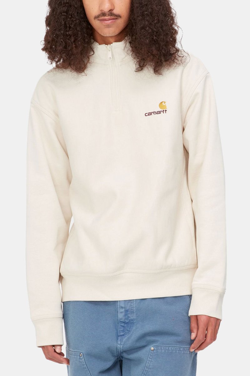 Carhartt WIP Half Zip American Script Sweatshirt (Natural) | Sweaters