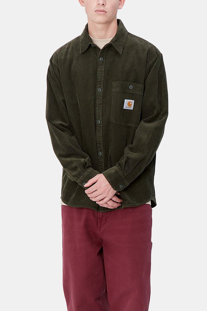 Carhartt WIP Long Sleeve Flint Shirt (Office Green Rinsed) | Shirts