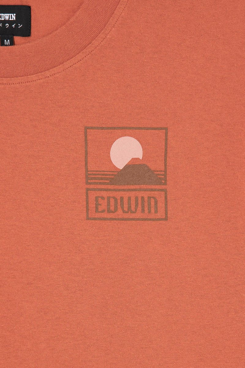 Edwin Sunset on Mount Fuji T-Shirt (Baked Clay) | T-Shirts