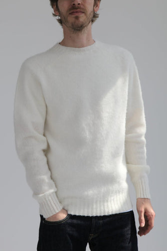 Half Dozen Shaggy Double-Brushed Crew (Winter White) | Knitwear