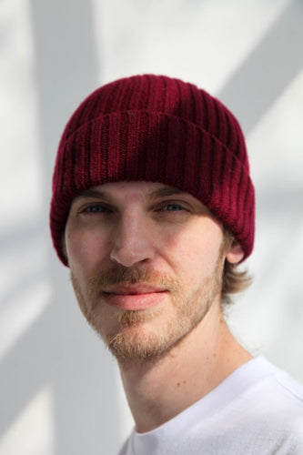 Half Dozen Super-Soft Lambswool Fisherman Beanie (Bordeaux Red) | Hats