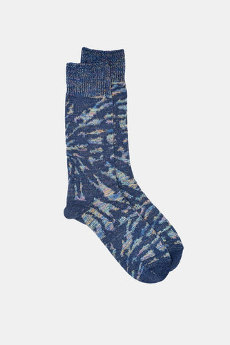 Kinari Recycled Cotton & Kasuri Links Tie-Dye Pattern (Navy) | Socks