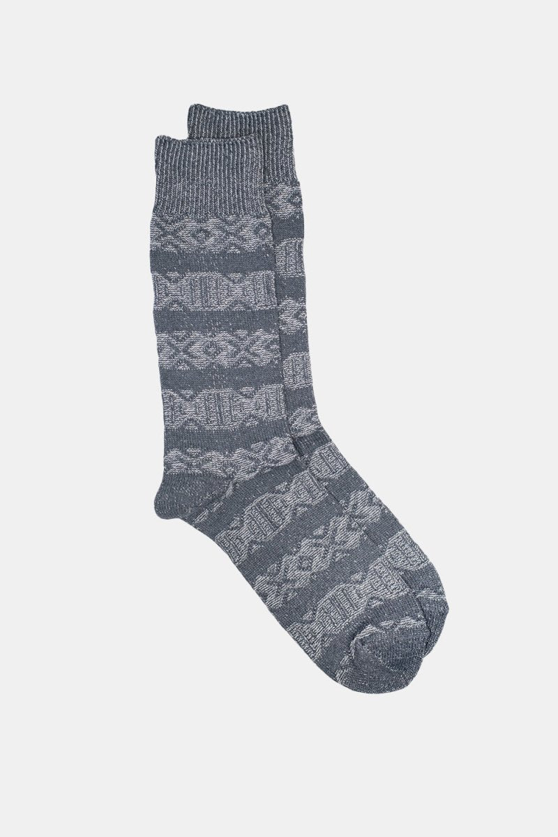 Kinari Recycled Cotton Links Pattern Crew Socks (Grey) | Socks