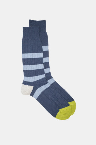 Kinari Recycled Cotton Mix Chunky Stripes Crew (Navy) | Socks