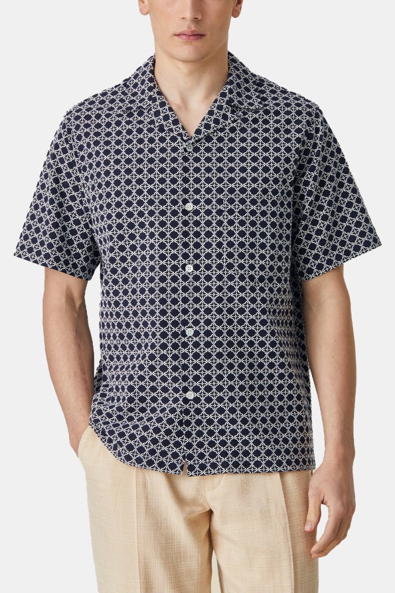Portuguese Flannel Tile Shirt (White/Navy) | Shirts