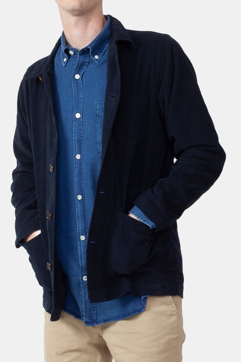 Universal Works Fine Cord Bakers Overshirt (Navy) | Jackets