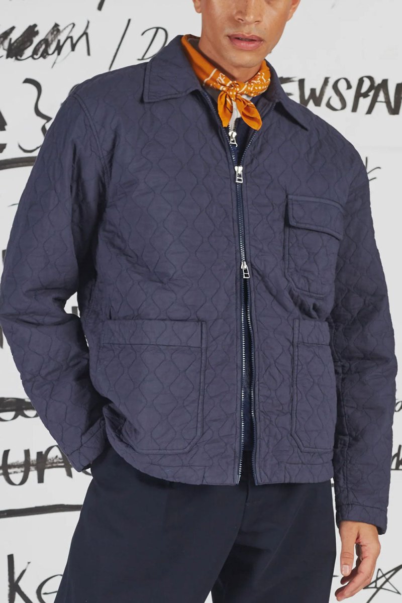 Universal Works Gower Jacket (Dark Navy Quilt Cotton) | Coats &amp; Jackets