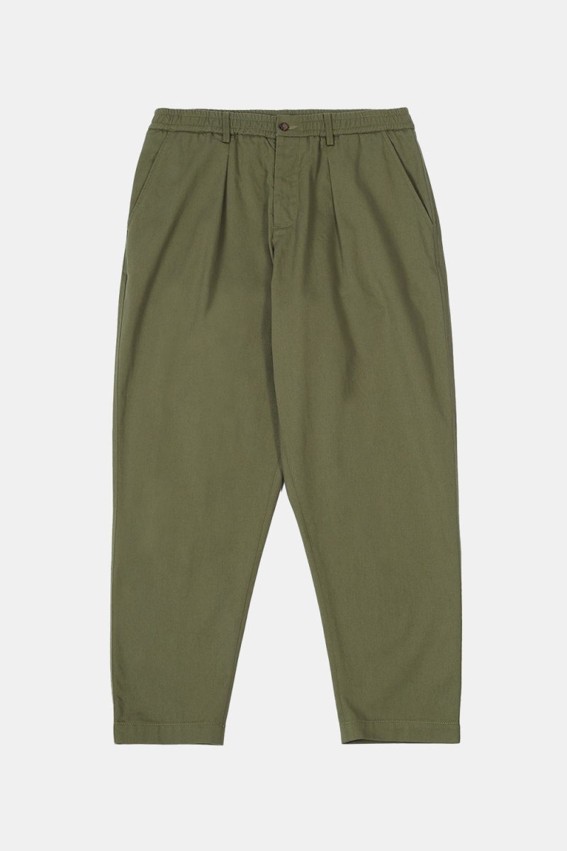 Universal Works Pleated Track Pant (Light Olive Twill) | Trousers