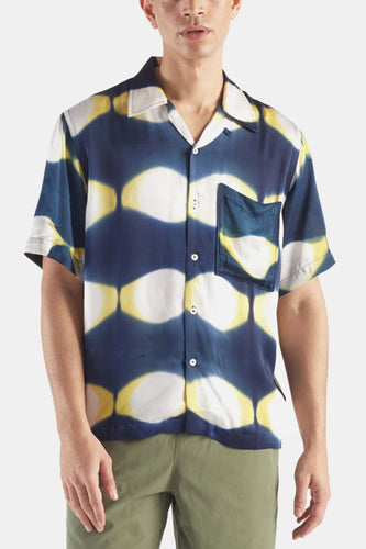 Universal Works Tie Dye Camp Shirt (Navy/Yellow) | Shirts