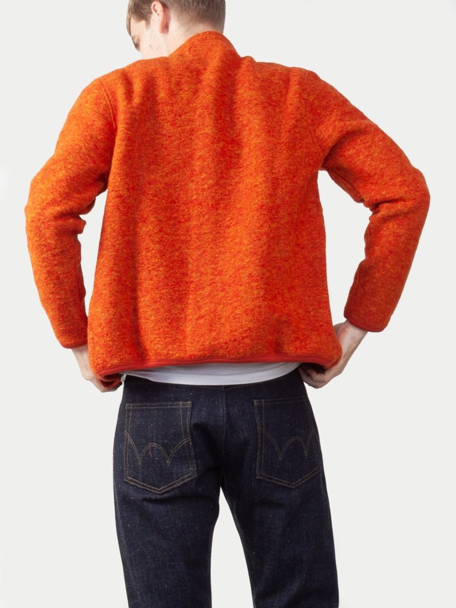 Universal Works Wool Fleece Cardigan (Orange) | Knitwear